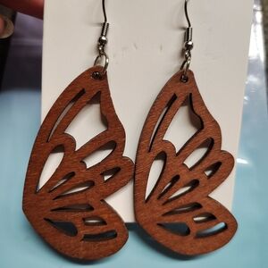 Elegant Brown Butterfly Wing Earrings